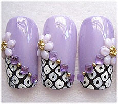 White 3d flower nail art that is glossy