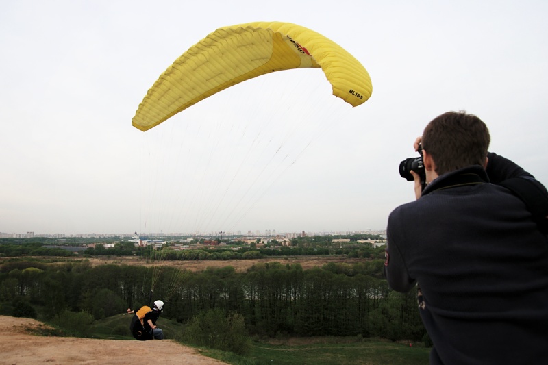 Shooting at paraglider