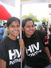 Volunteers in their HIV POSITIVE T-shirts