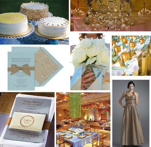 Blue Gold Wedding The bridesmaid dress in this inspiration board is a 