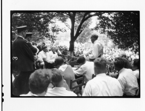 Tennessee v. John T. Scopes Trial: Outdoor proceedings on July 20, 1925, showing William Jennings Br