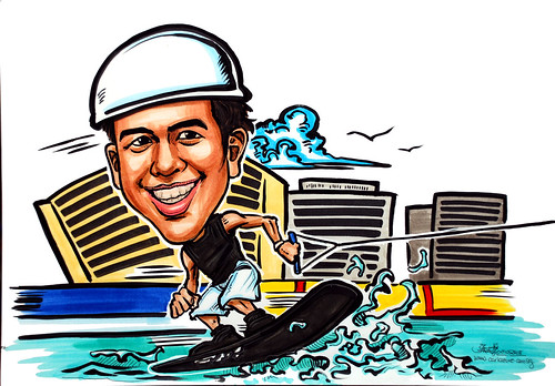 Caricature wakeboarding