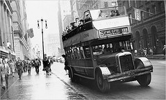 A double-decker bus on Fifth Avenue in 1946