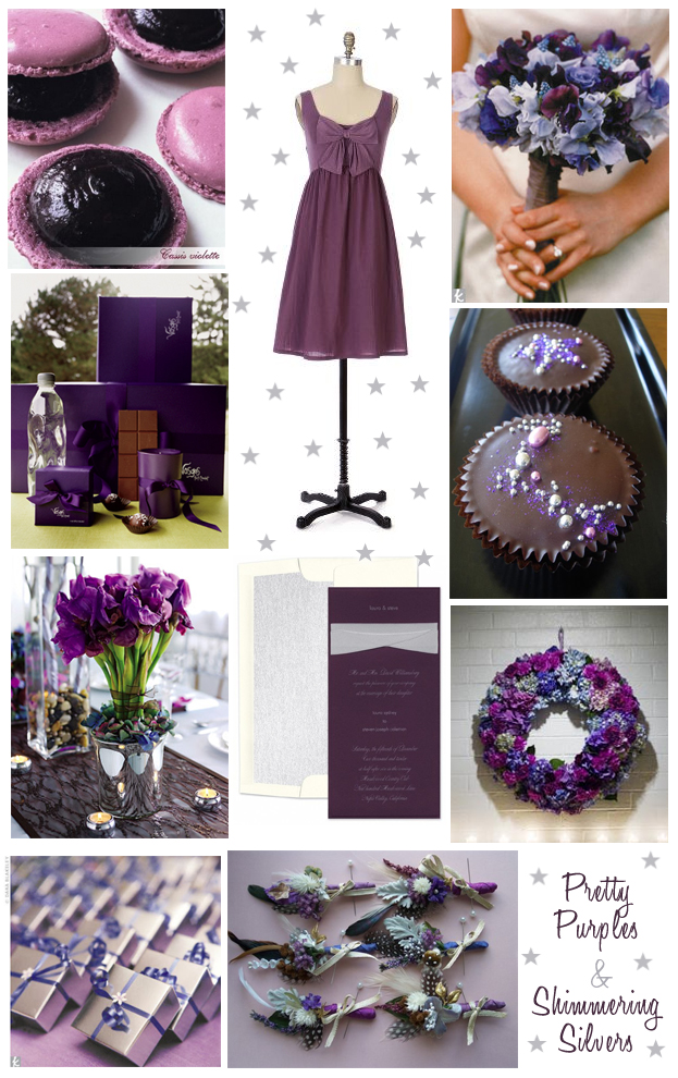 dramatic purple violet silver wedding inspiration