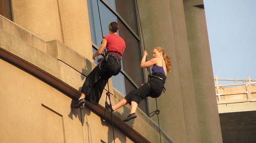 Rappelling down the library in Vancouver