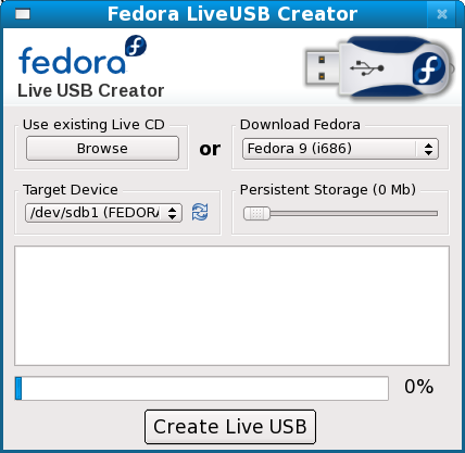 LiveUSB Creator 2.7 in Fedora 9