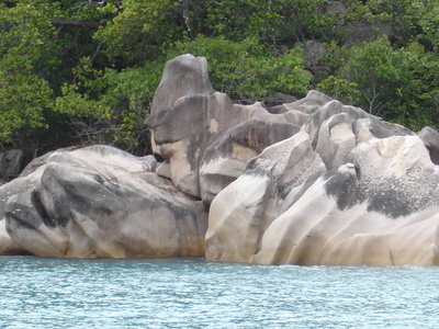 Granite rocks near La Reserve on Praslin
