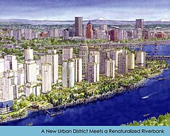 rendering of the South Waterfront (by: Buster Simpson for Portland Parks & Recreation)