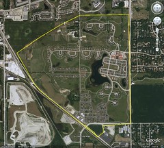 Prairie Crossing is inside the yellow border (image by Google Earth, boarder by me)
