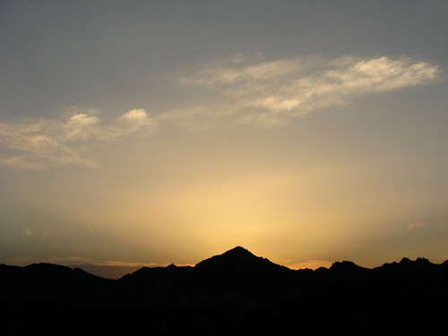 Sunset over the Tianshan mountains near Hsiyenchi, Xinjiang, China
