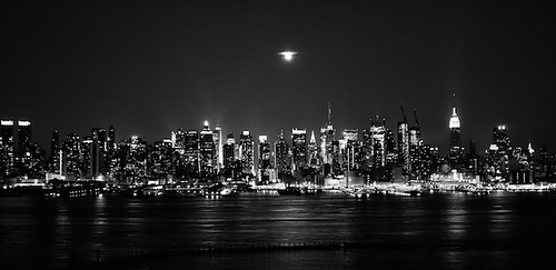 black and white city at night. New york City at night black