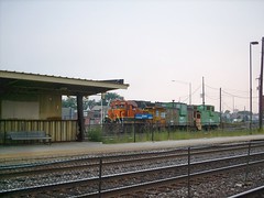 Eastbound BNSF Railway light engine move preparing to depart Clyde Yard. Cicero Illinois. september 2007.