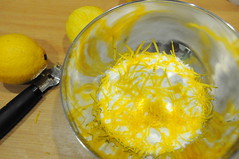 Zesting organic lemons for Lemon Meringue Pie
