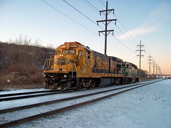 Nothbound BNSF Railway light engine movement. Hawthorne Junction. Chicago / Cicero Illinois. Febuary 2007.