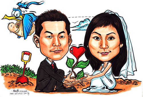 Couple wedding caricatures Seed of Love