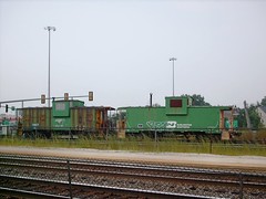 Two former Burlington Northern cabooses. Clyde Yard. Cicero Illinois. September 2007.
