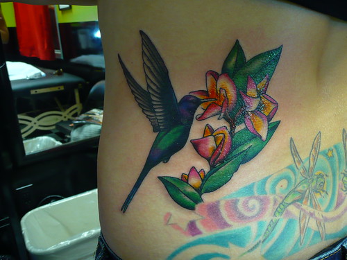 Hummingbird and Flower Tattoo Pictures-3