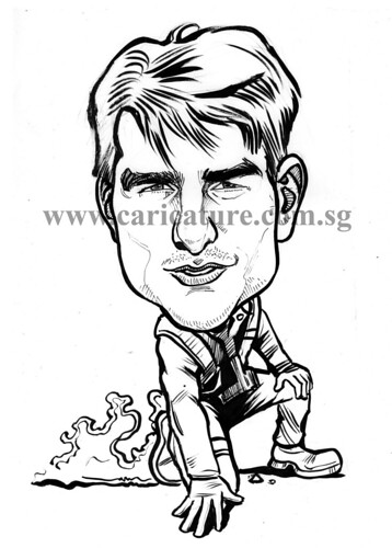 Celebrity caricatures - Tom Cruise ink watermark