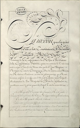 Act of Ratification (between Napoleon, French Emperor and Dutch King - calligraphy) for annexation of Holland by France 1810