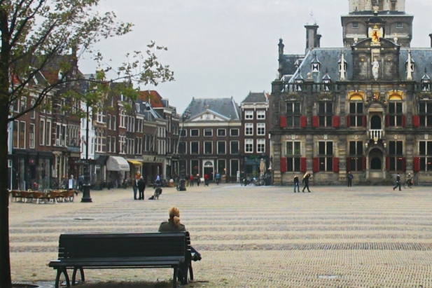 Delft, Markt (Market Square) with Town Hall and New Church (Nieuwe kerk), The Netherlands