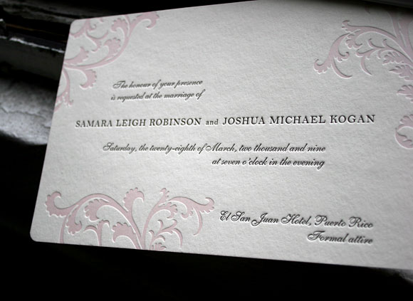Vettore letterpress wedding invitations - by Smock