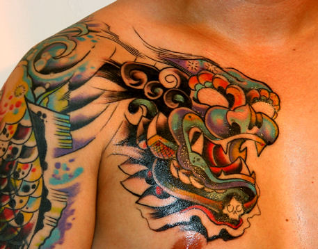 Foo Dog Tattoo. Results are in from the 2nd session. Ouch!
