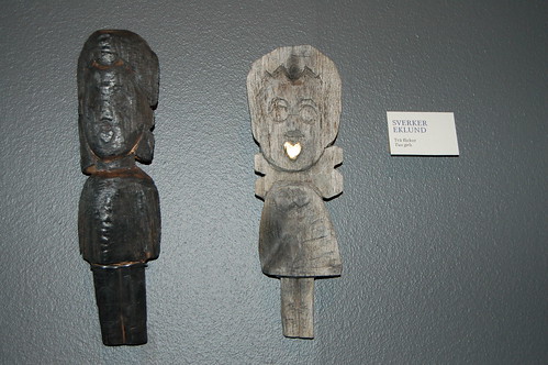 Wood figures at the exhibition