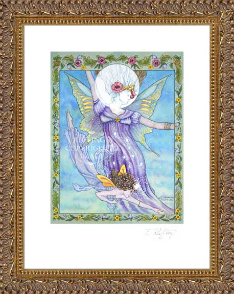 "Moon and Star" Fairy Print by Elizabeth Rufing, Framed