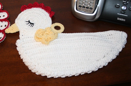Chicken crocheted potholder