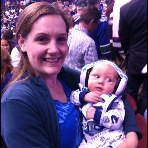 Me & mt little good-luck charm. He's 1.0 for #Canucks winning when he's at the game