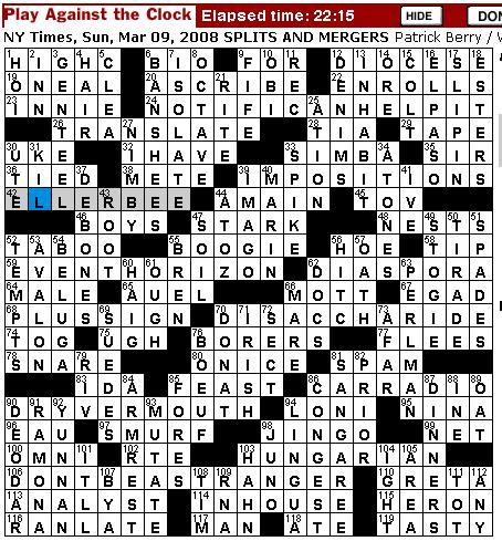 the NYT Crossword Puzzle: SUNDAY, Mar. 9, 2008 - Patrick Berry (KEEN ...
