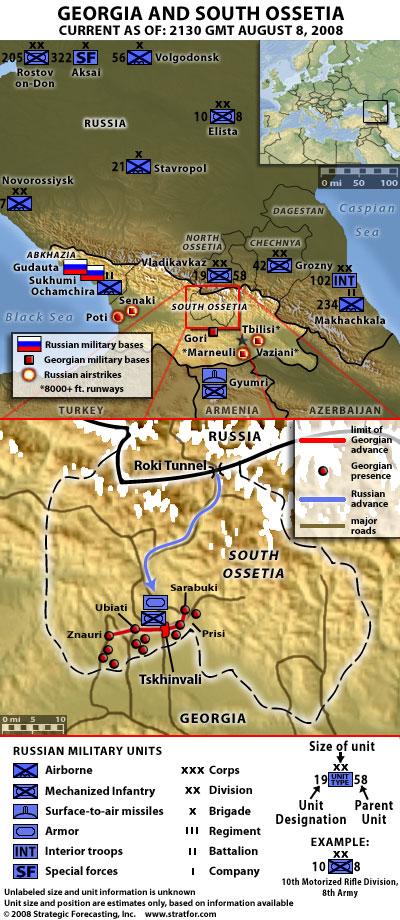 Stratfor map of the conflict in South Ossetia