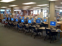 Computers for use in library. by PUEBLOWARRIORS.org