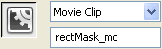 Assigning an Instance name to the rectangle movie clip.