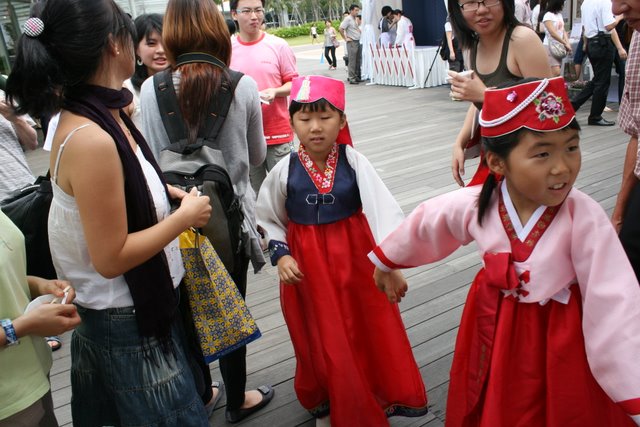 Cute kids running around in kiddy hanbok