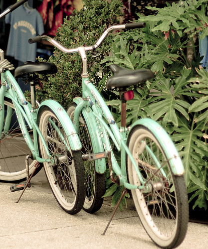 2 blue bikes   