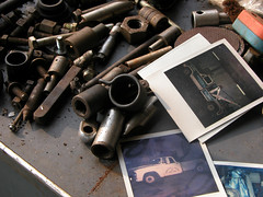 Polaroid photos of old wreckers found in the desk