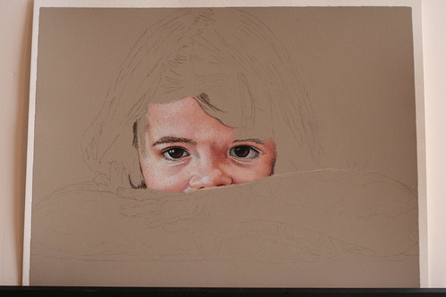 In progress scan of as yet untitled colored pencil portrait.