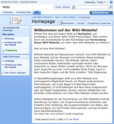 Microsoft SharePoint as a Wiki