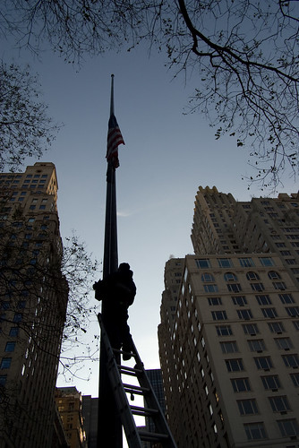 Central Park flag going to half mast