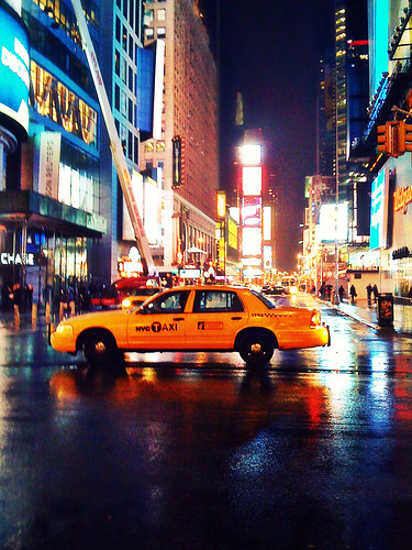 pictures of time square at night. TIMES SQUARE. RAINY NIGHT (1