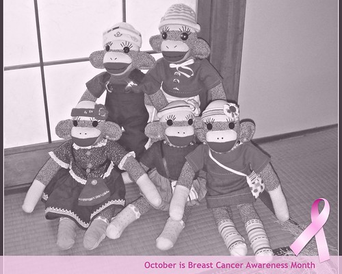 Sock Monkeys in Japan know October is Breast Cancer Awareness Month. Do you?