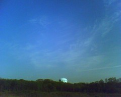 blue silo, blue sky