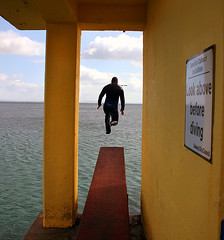 Diver going off the board