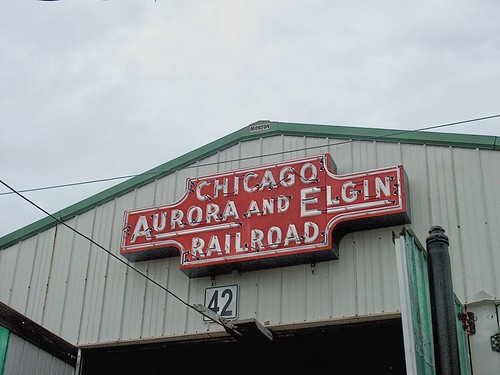 Old neon sign from the former Chicago, Aurora & Elgin interurban railroad. by Eddie from Chicago