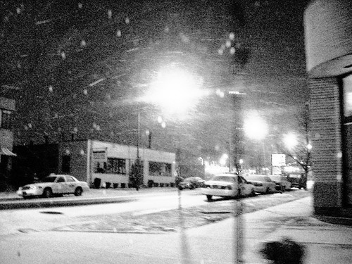 blizzard. bw. cab. chicago. il