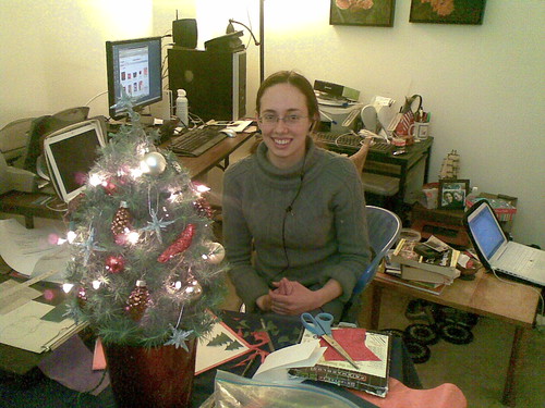 Amy with our Christmas Tree