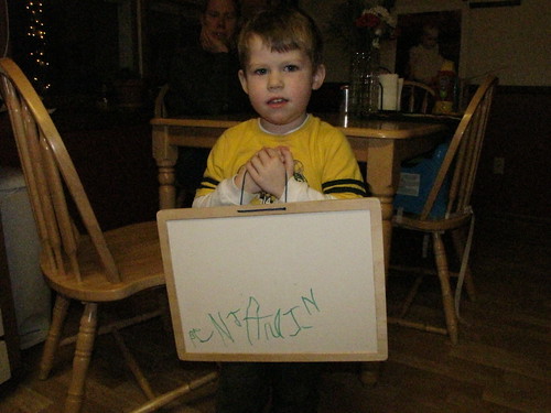 Proud boy who just learned how to write his name