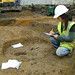 Liz recording a post-medieval pit