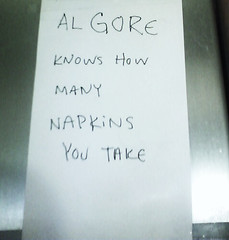 Al Gore knows how many napkins you take